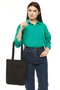 Zoozie Bags Bolso Tote 2116, Bolso de Mano de Gabardina 100% Negro con 2 Bolsillos Exteriores, 33 x 45 x 10 cm